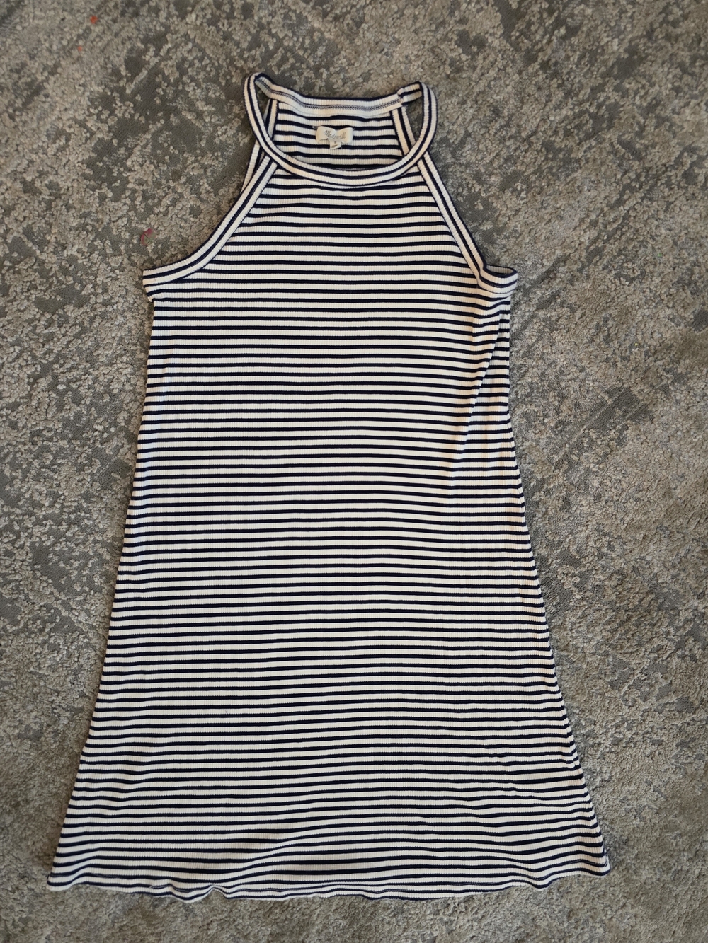 Madewell Navy & White Striped Ribbed Dress